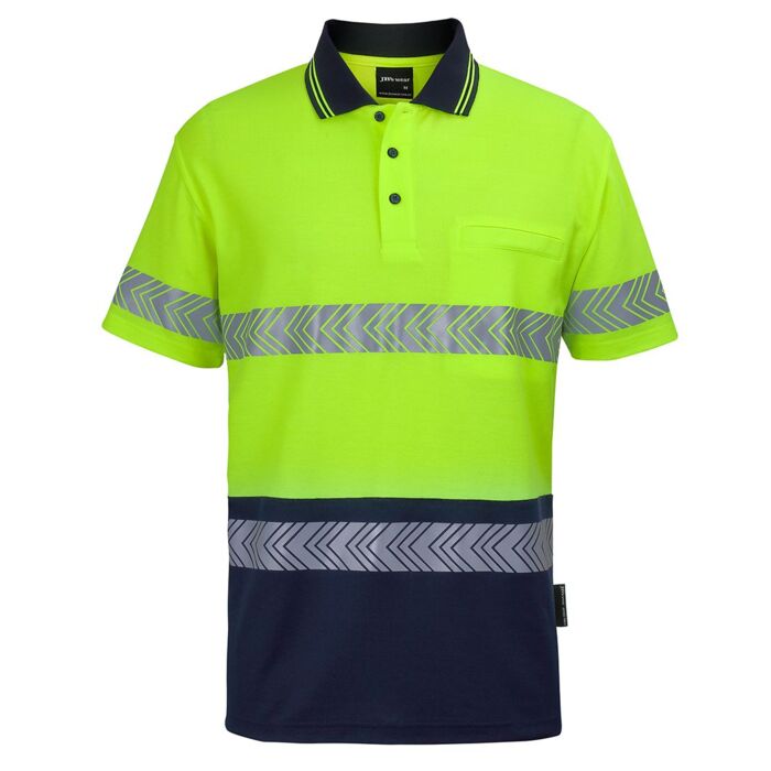 Hi Vis (D+N) Cotton Back S/S Segmented Tape Polo Thumbnail