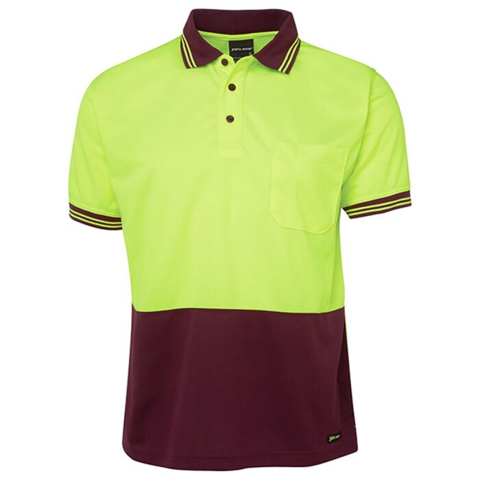 JB's WEAR Hi Vis S/S Traditional Polo Lime/Black S Thumbnail