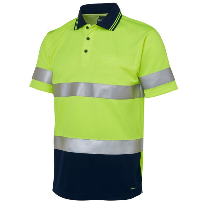JB's Hi Vis S/S (D+N) Trad Polo Lime/Navy S Thumbnail