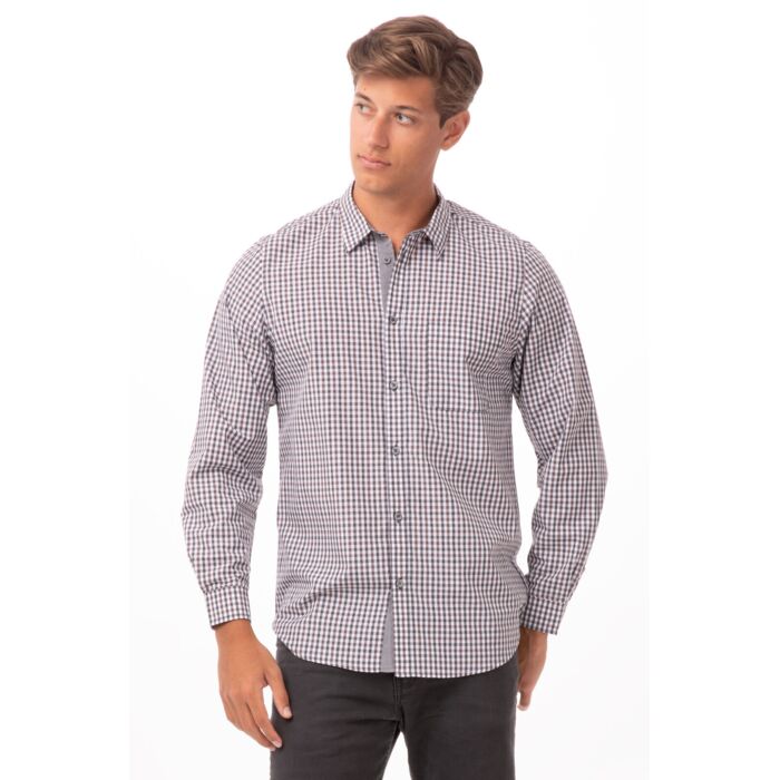 CHEF WORKS Modern Gingham Long Sleeve Dress Shirt Thumbnail