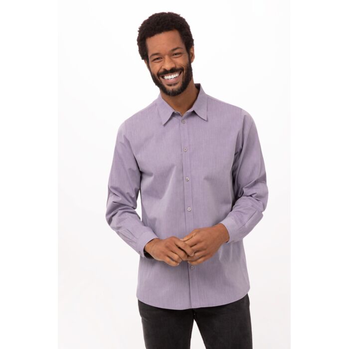 CHEF WORKS Mens Modern Chambray Dress Shirt Thumbnail