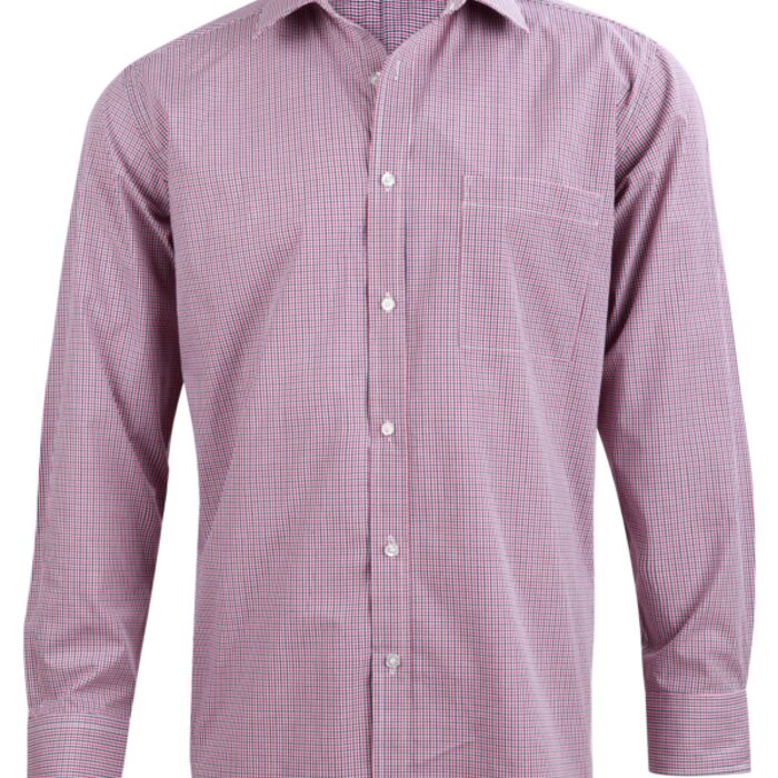WINNING SPIRIT Men’s Two Tone Mini Gingham Long Sleeve Shirt Thumbnail