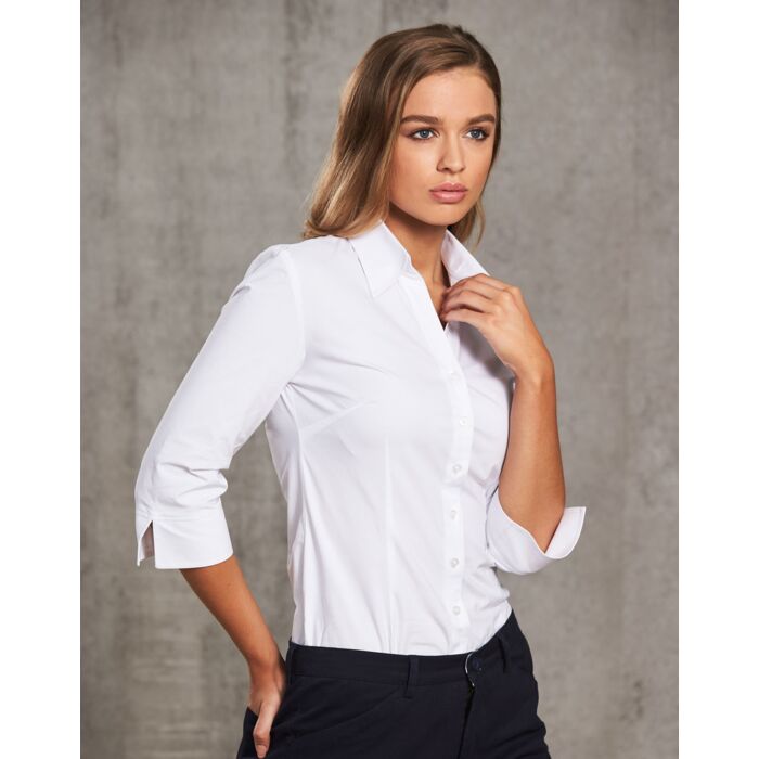 WINNING SPIRIT Women's Cotton/Poly Stretch 3/4 Sleeve Shirt Thumbnail