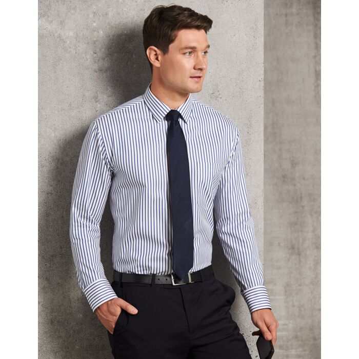 WINNING SPIRIT Men's Executive Sateen Stripe Long Sleeve Shirt Thumbnail