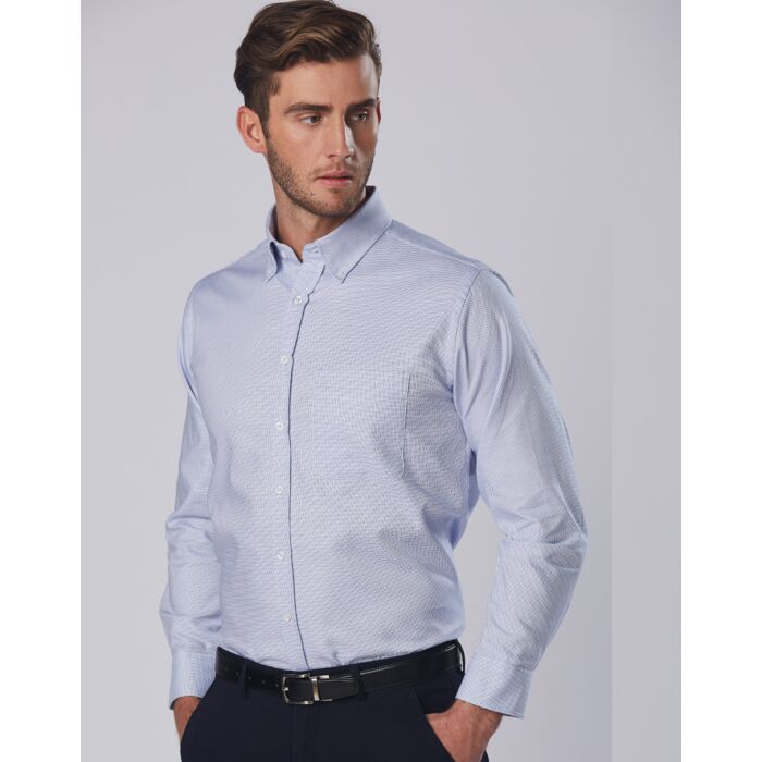 WINNING SPIRIT Men's Dot Contrast Long Sleeve Shirt Thumbnail