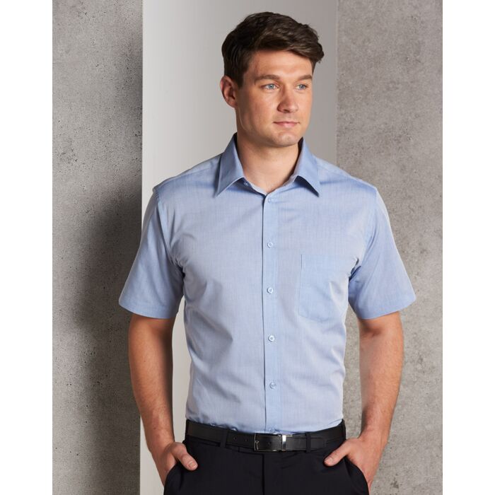 WINNING SPIRIT Men's Fine Chambray Short Sleeve Shirt Thumbnail